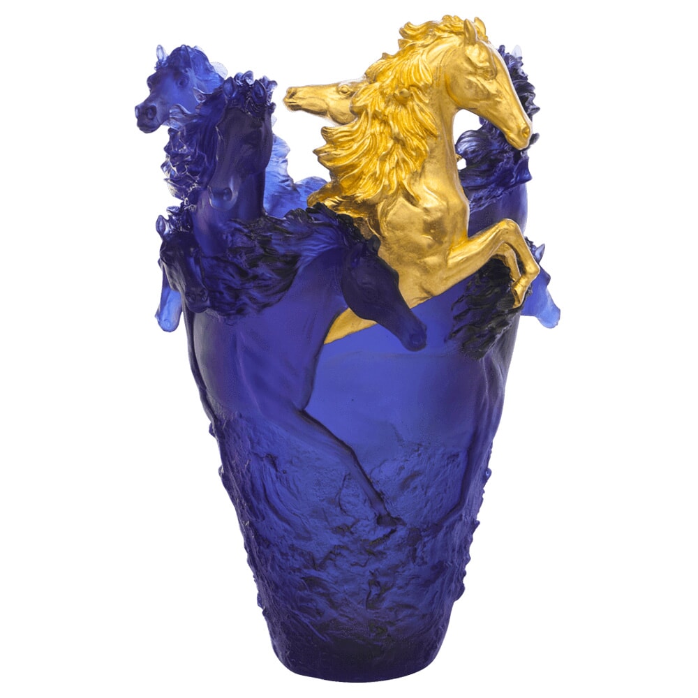Daum Crystal Horse Vases